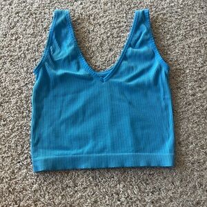 Colsie Vibrant Blue Ribbed Top